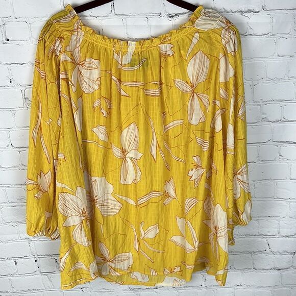 Ava Viv Shirt Yellow Orange Floral Pheasant Smocked
Pullover Plus Size X - Picture 6 of 6